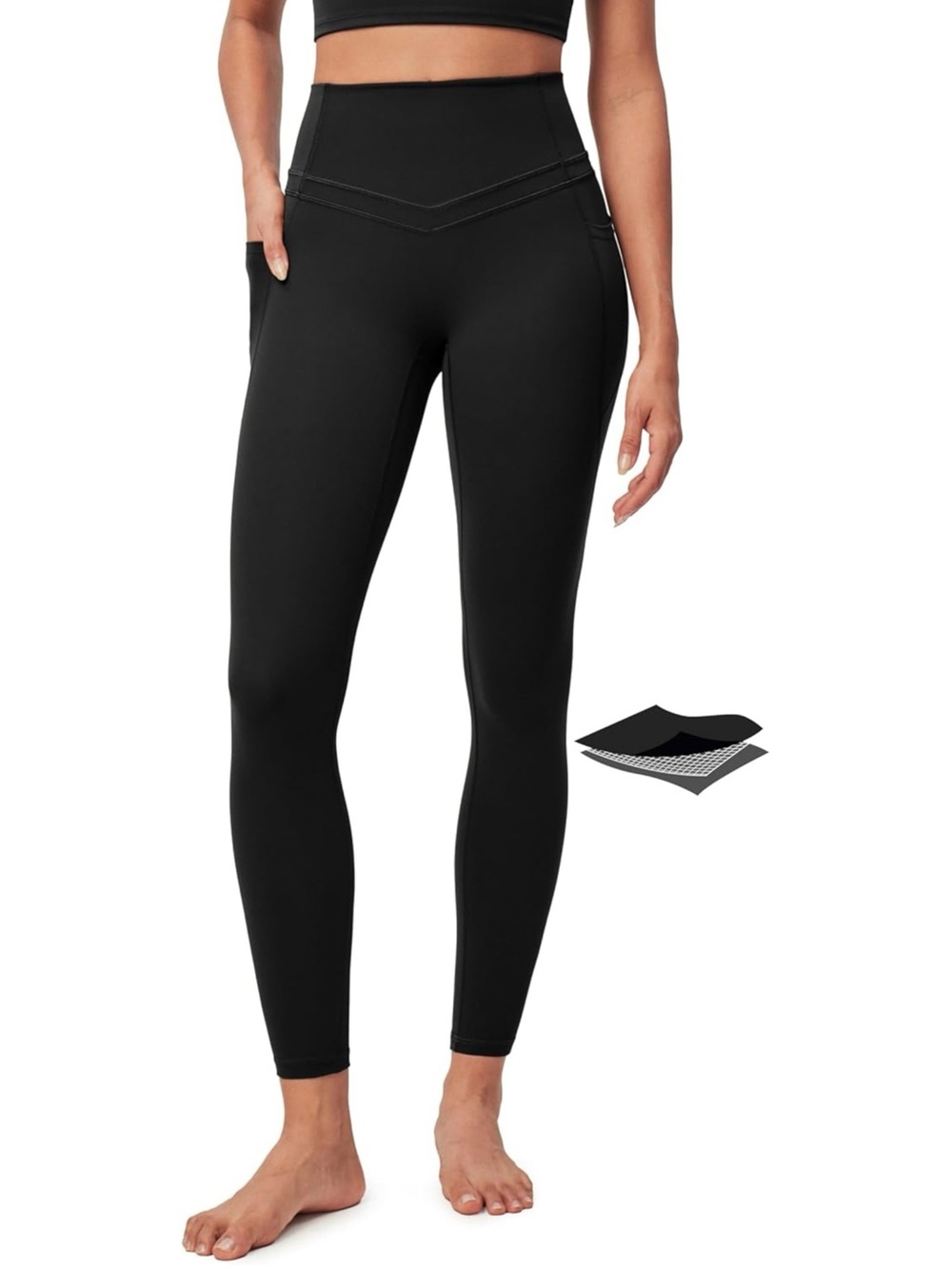 NWT IUGA PowerTight High Waisted Leggings XL Black Compression Side Pocket - Picture 10 of 16